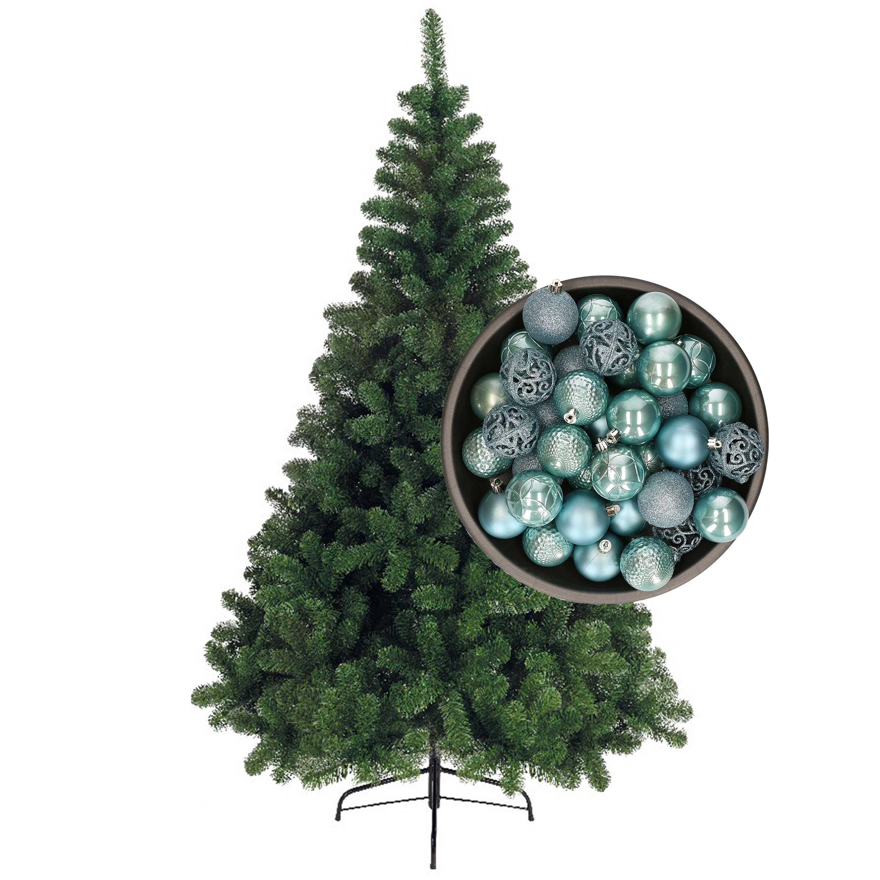 Bellatio Decorations kunst kerstboom 180 cm met kerstballen ijsblauw - Top Merken Winkel